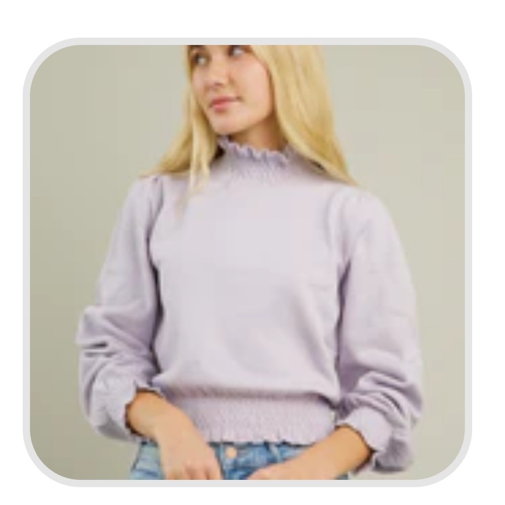 Lush Lavender Smocked Sweater